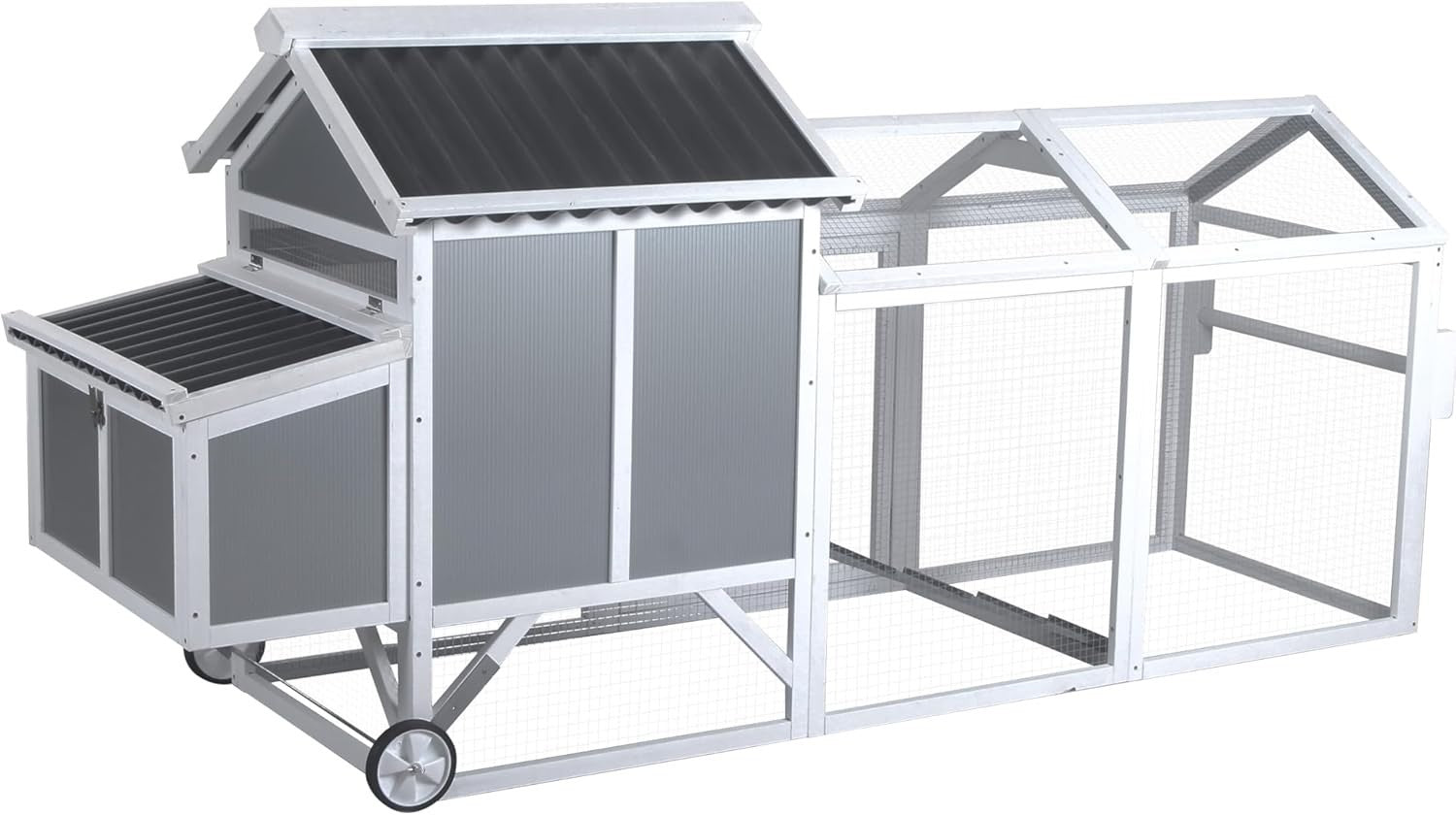 Large Wooden Chicken Coop with Wheels Nest Box 2.3m