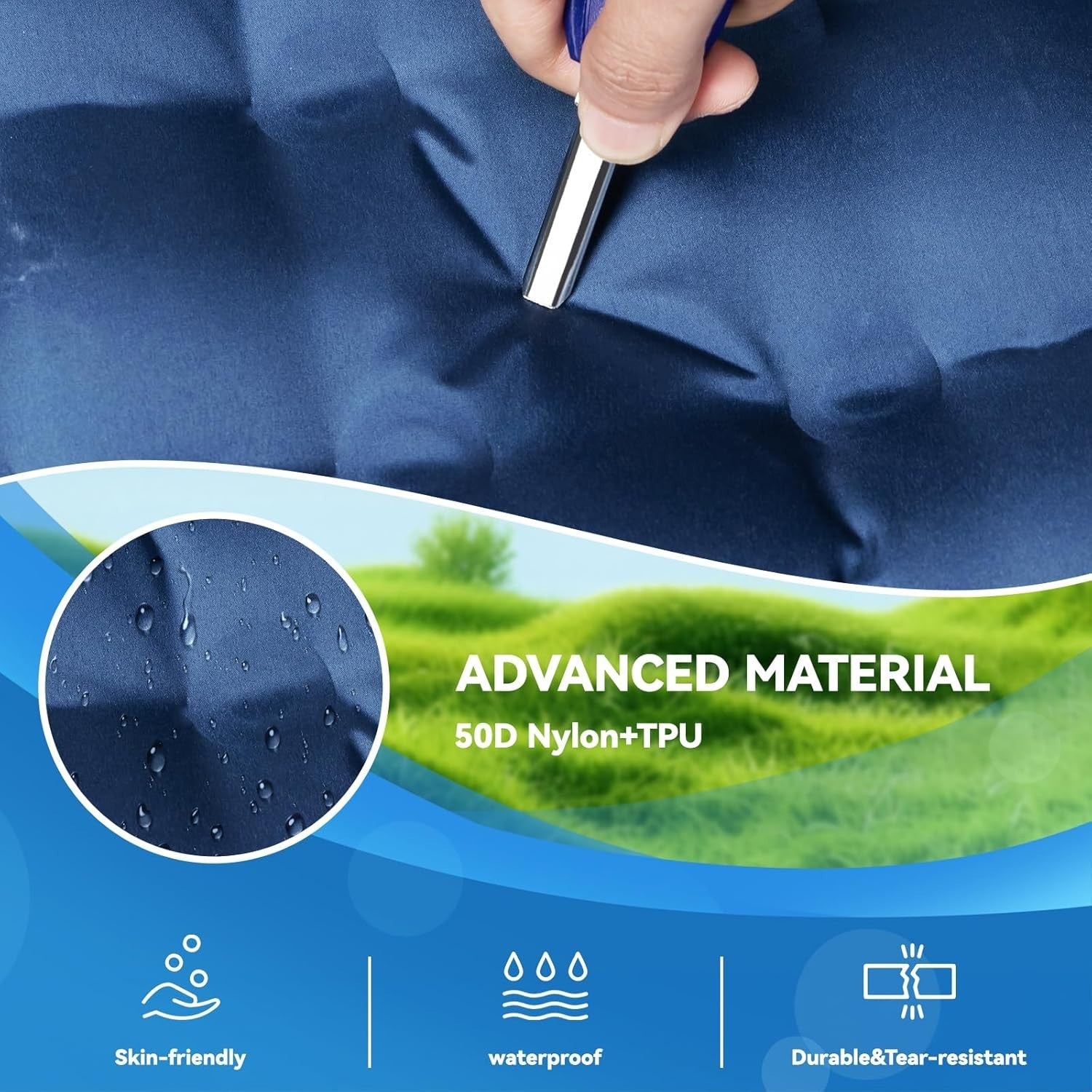 Double Self-Inflating Camping Mat with Built-In Pump, 197x135x15cm