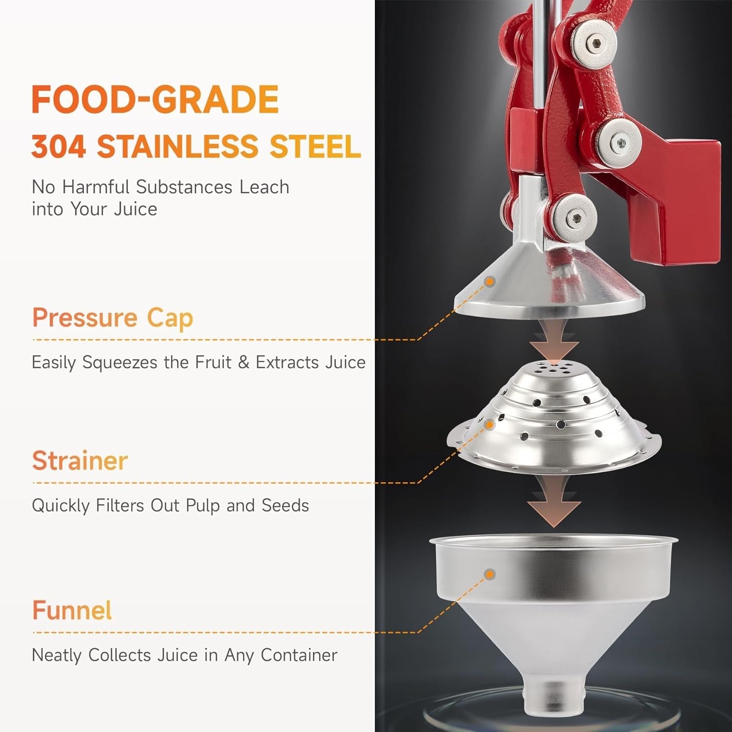 Professional Manual Citrus Press Cast Iron Juicer Orange Lemon Pomegranate