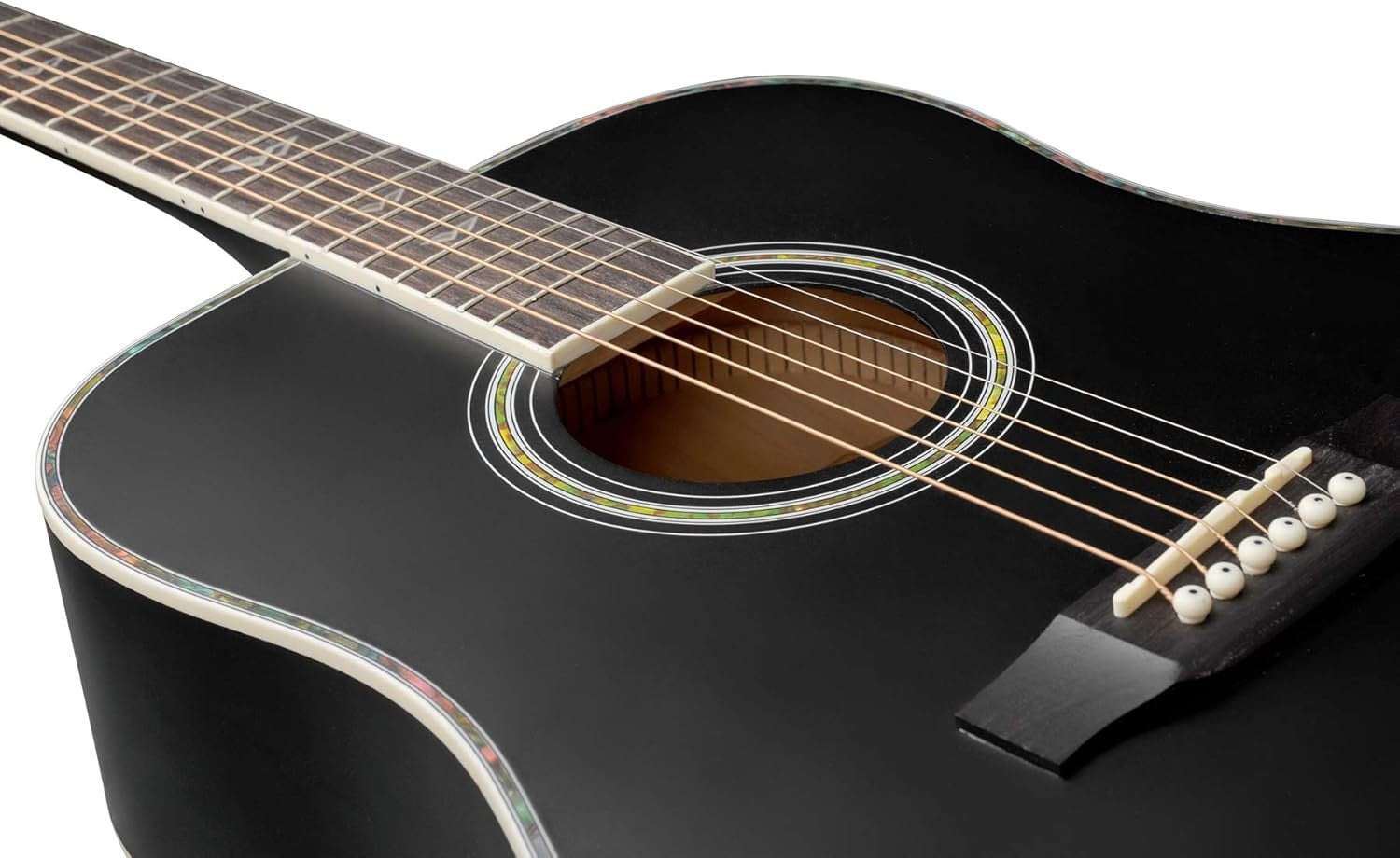 Full Size 4/4 Dreadnought Acoustic Guitar Starter Kit Black