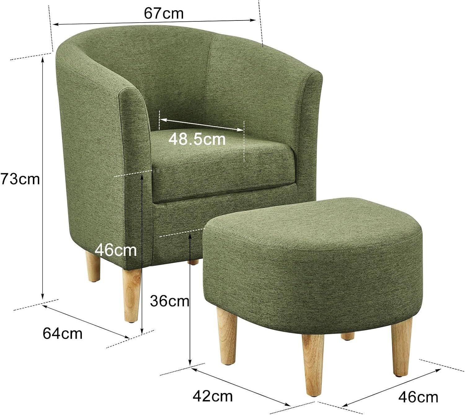 Snuggle Boucle Armchair with Footstool Lounge Tub Chair Sofa Green