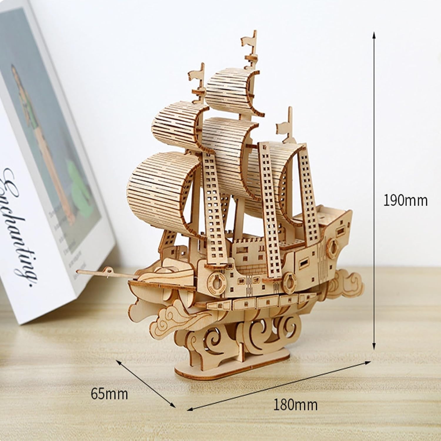 3D Wooden Sailboat Puzzle Kit – DIY Model Ship Craft for Teens & Adults