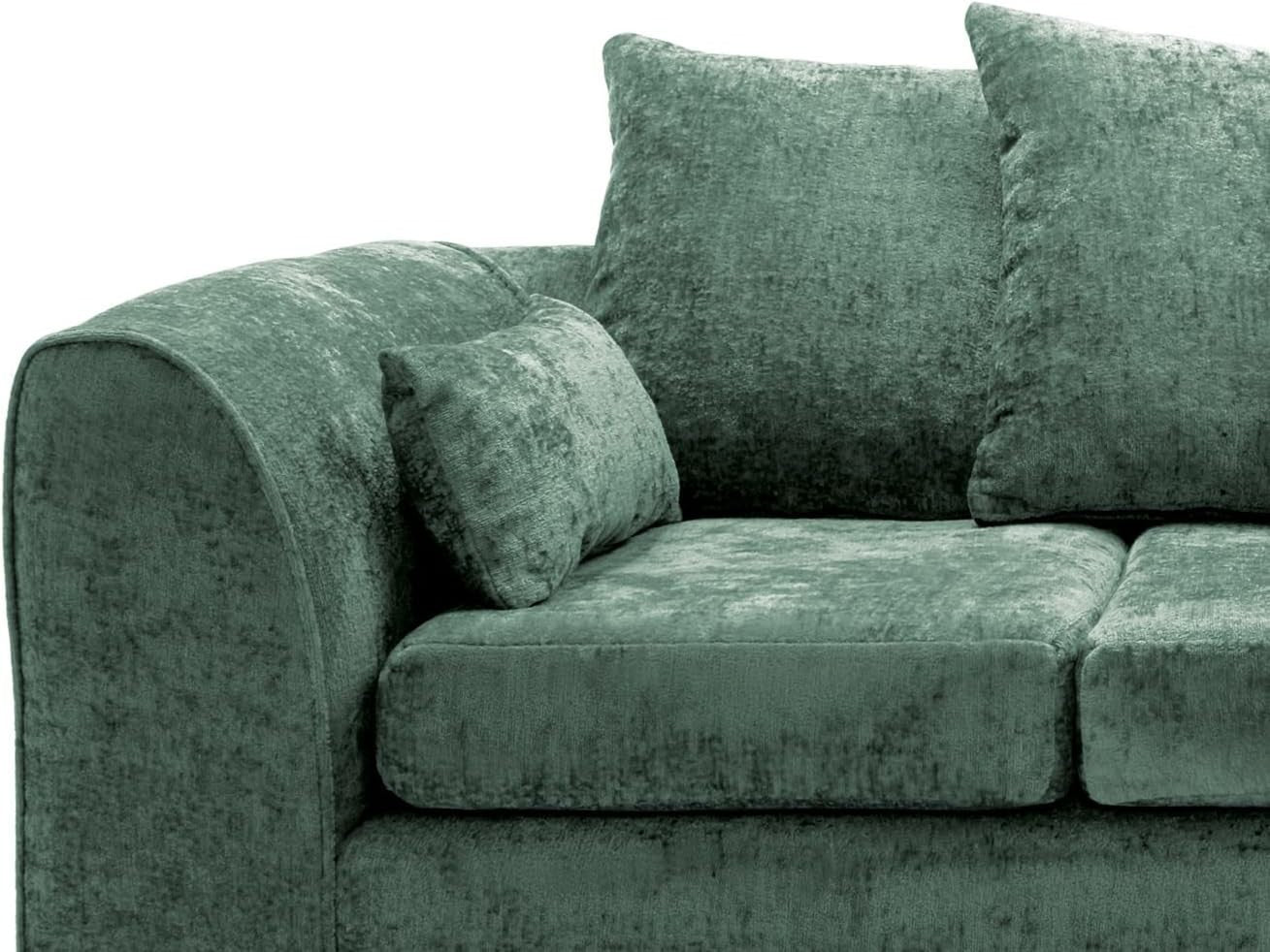 Modern L-Shaped Rifle Green Corner Sofa 5-Seater Plush Chenille Couch