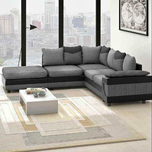 Large Grey Corner Sofa Left Hand | Foam Seat Comfort | 5 Seater S Shape | Modern
