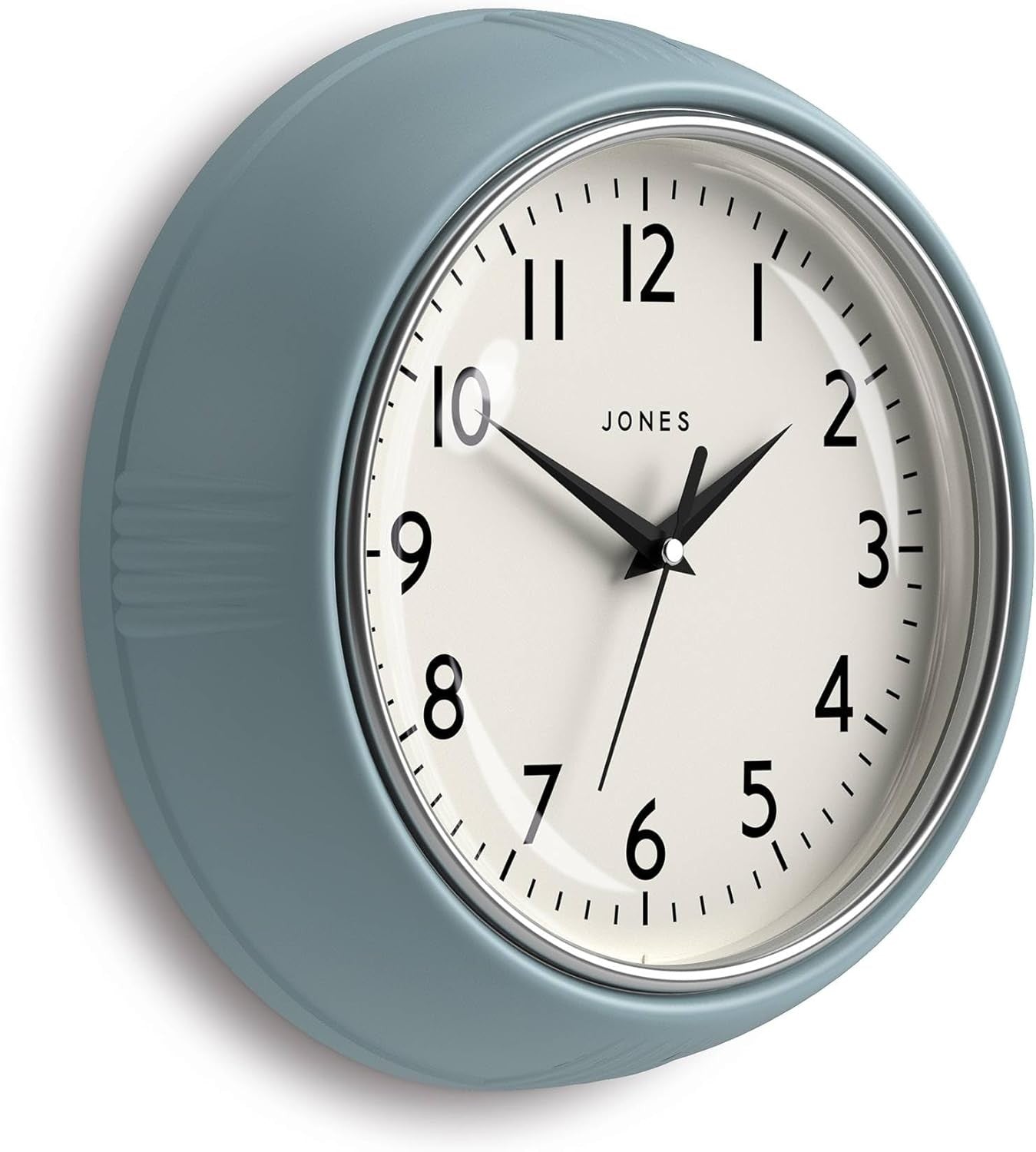 25cm Retro Pale Blue Wall Clock | Easy Read Silent Quartz Round Clock