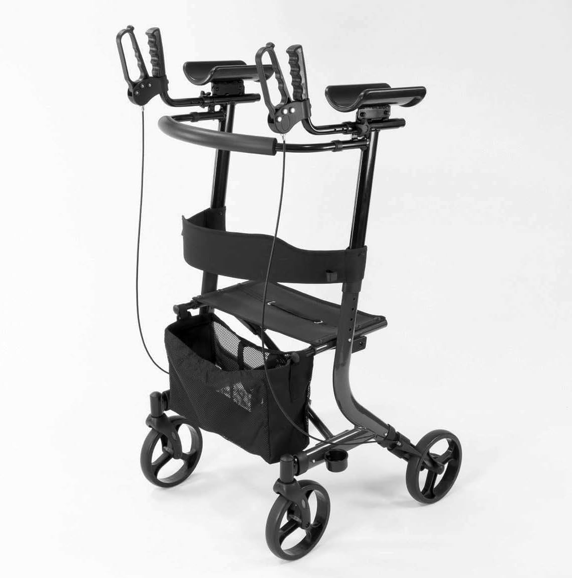 Upright Forearm Rollator Walker with Seat Folding Wheeled Frame Brakes