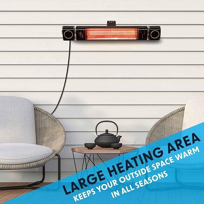 Outdoor Infrared Patio Heater 2000W with Wireless Speakers & Remote Control