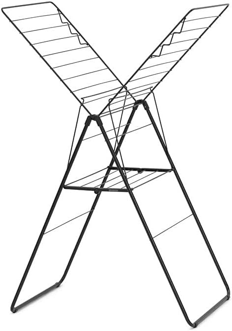 20m Clothes Airer Folding Indoor Drying Rack Adjustable Wings Matt Black