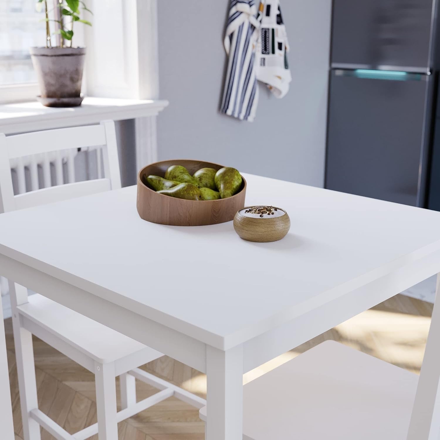 White Dining Table Set 2 Chairs | Compact Kitchen Small Space Furniture