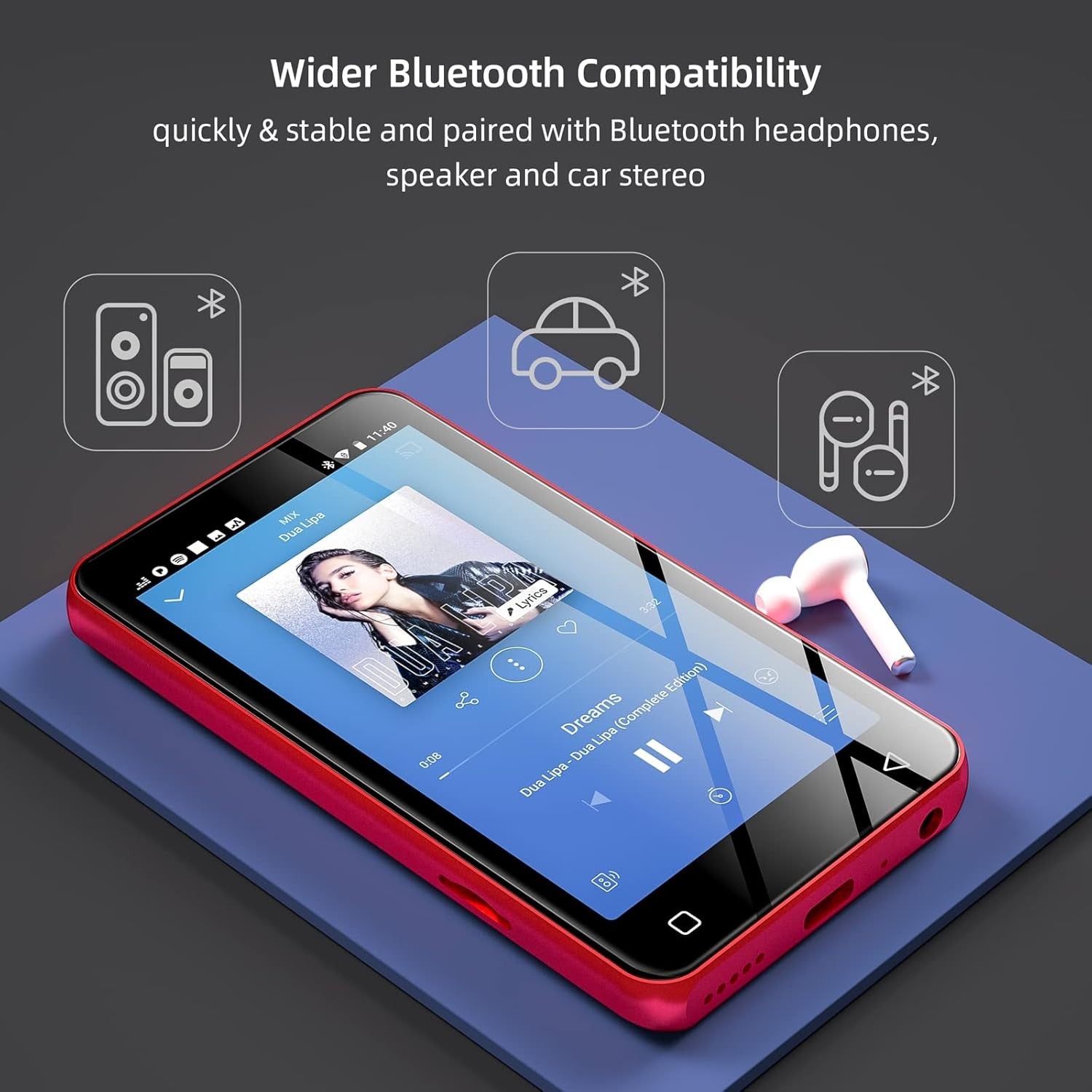 80GB MP3 Player Bluetooth WiFi 4" Touch Screen Spotify MP4