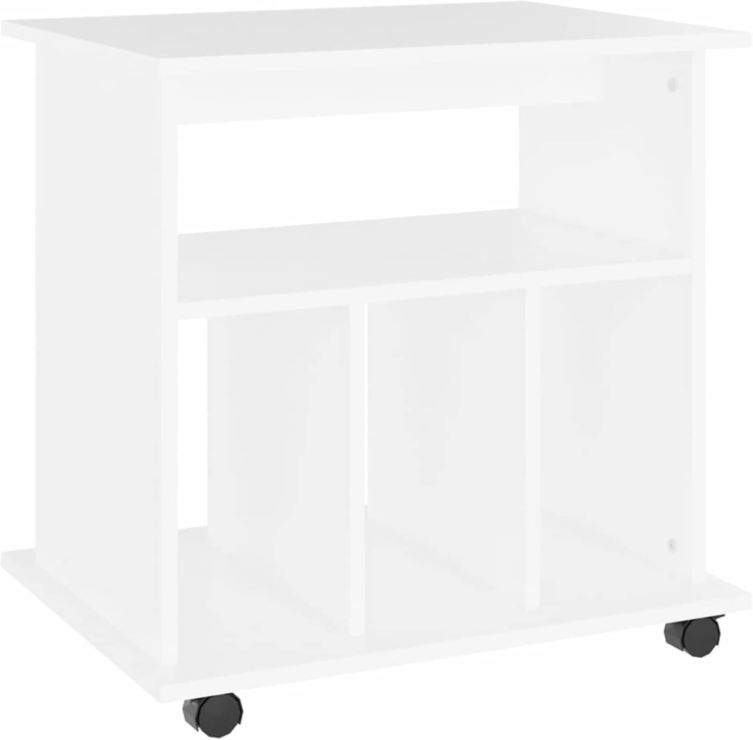 White Rolling File Cabinet Wooden Under Desk Printer Stand Storage