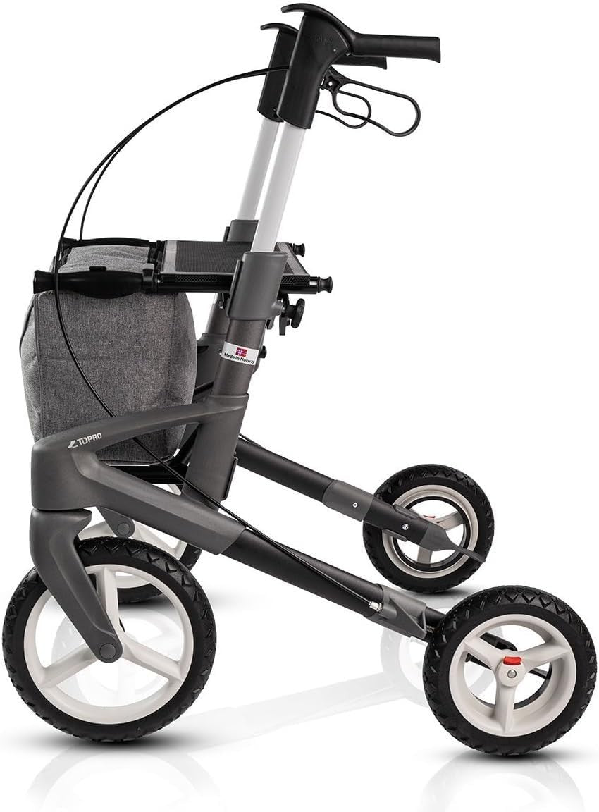 All Terrain Rollator Walker Outdoor Folding Lightweight Mobility Black 4 Wheels