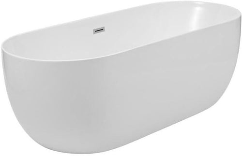 White Double Ended Freestanding Bath 1500x750mm Copper Overflow