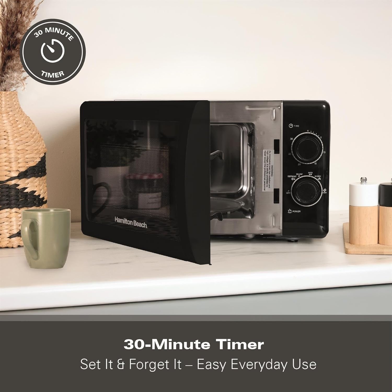 20L 700W Manual Microwave Oven 5 Power Levels Defrost Timer