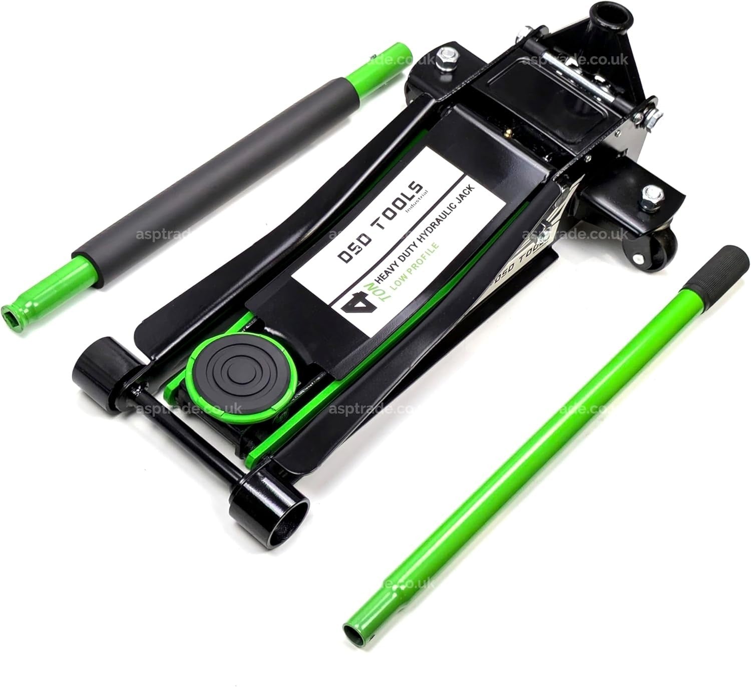 4 Ton Low Profile Trolley Jack Heavy Duty Car Lift 75–500mm Rocket Lift Green