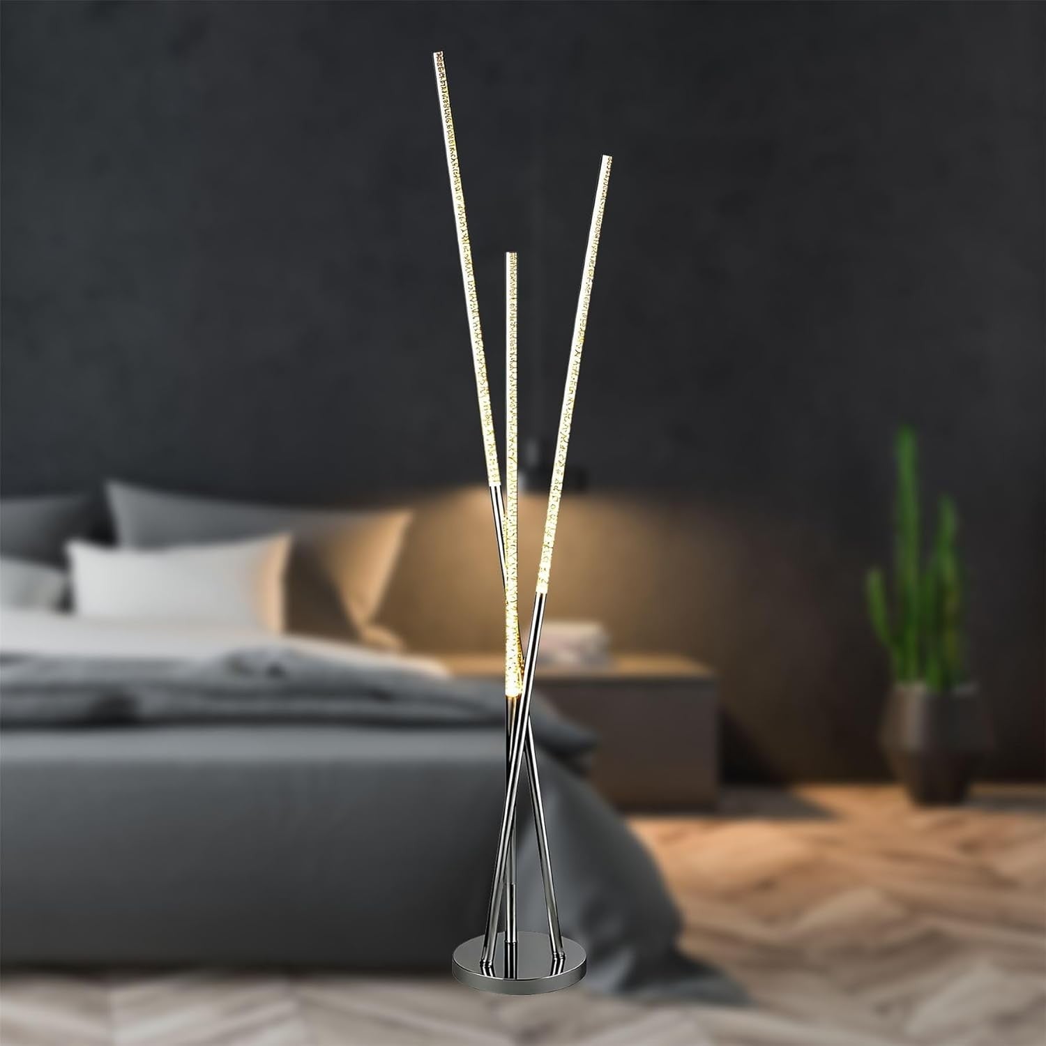 Modern LED Bubble Floor Lamp Chrome Standing Light Low Energy 135cm