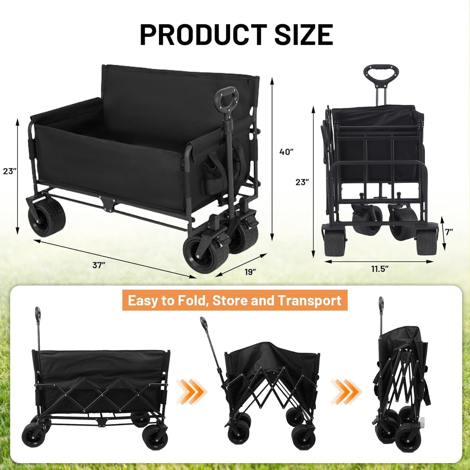 400lb Beach Wagon w/ Seats Heavy Duty Folding Festival Cart All-Terrain