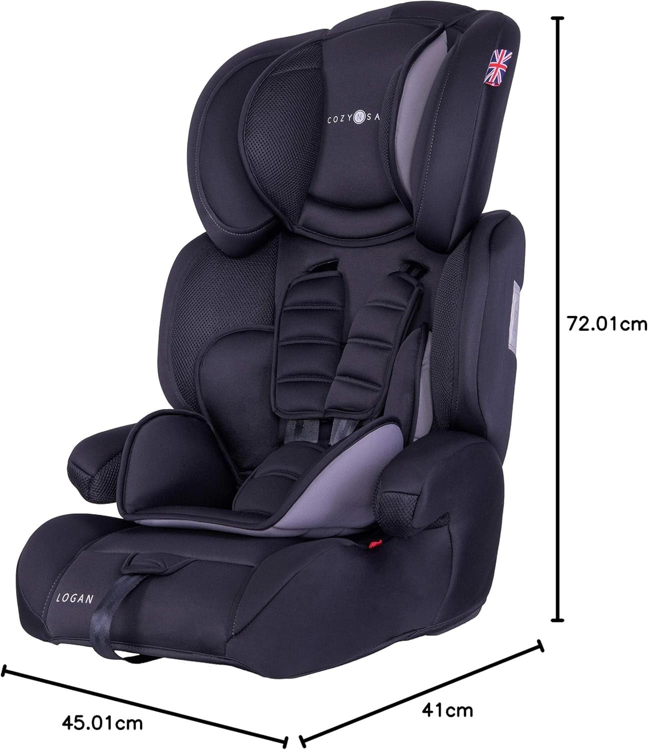 Group 1/2/3 Child Car Seat 5-Point Harness 9–36kg Adjustable Headrest