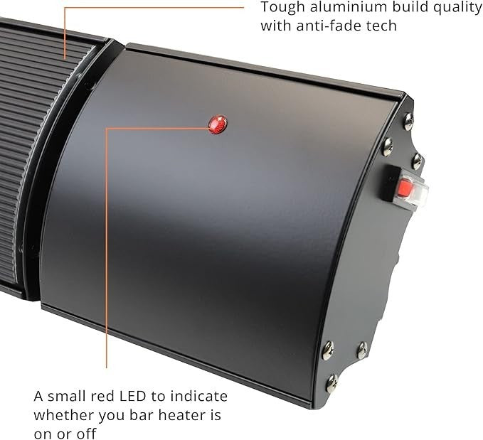 1200W IP44 Infrared Heater Wall Energy Efficient Fast Heat Indoor Outdoor