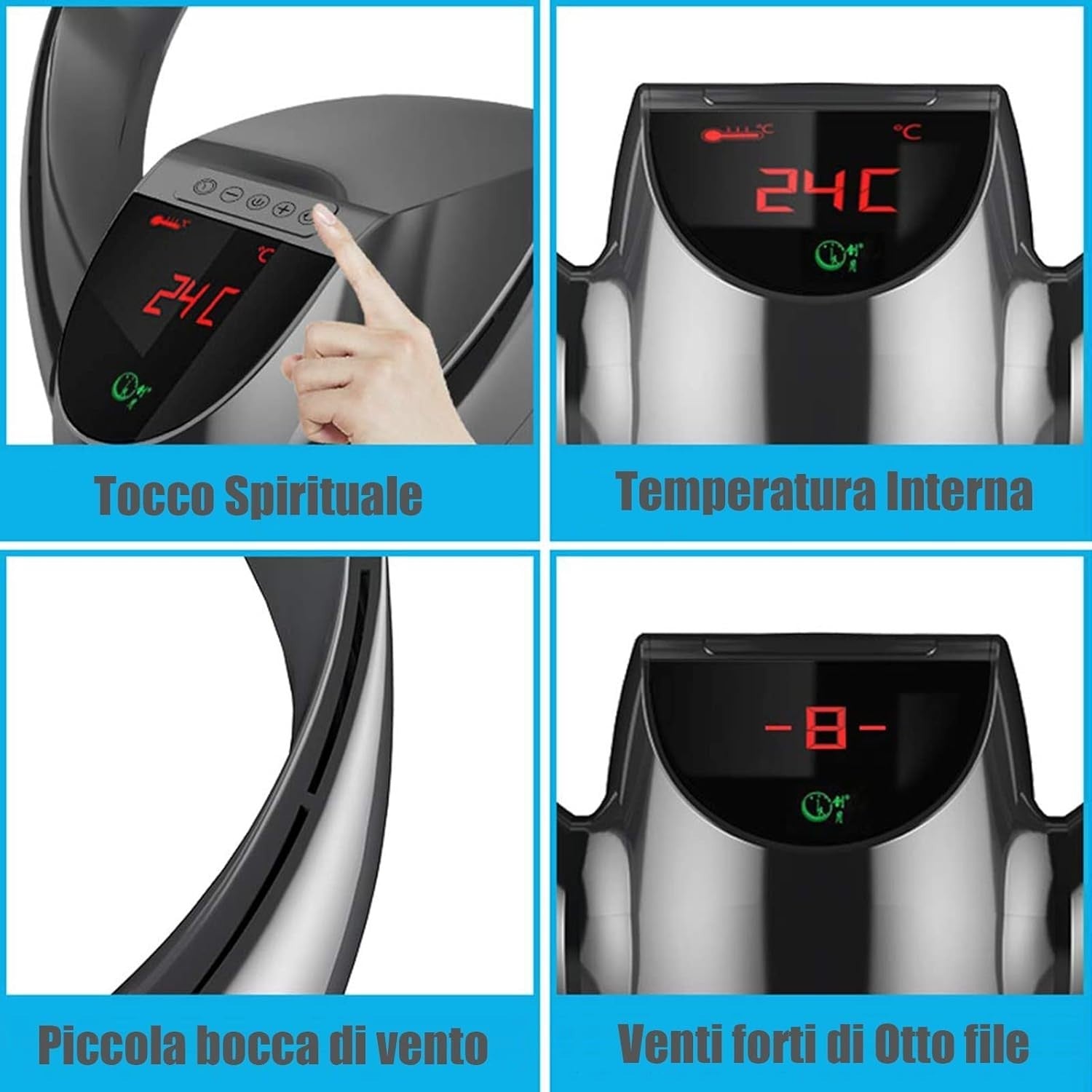 Gold Bladeless Wall & Floor Fan – 8-Speed Silent Remote Cooling Air Circulator