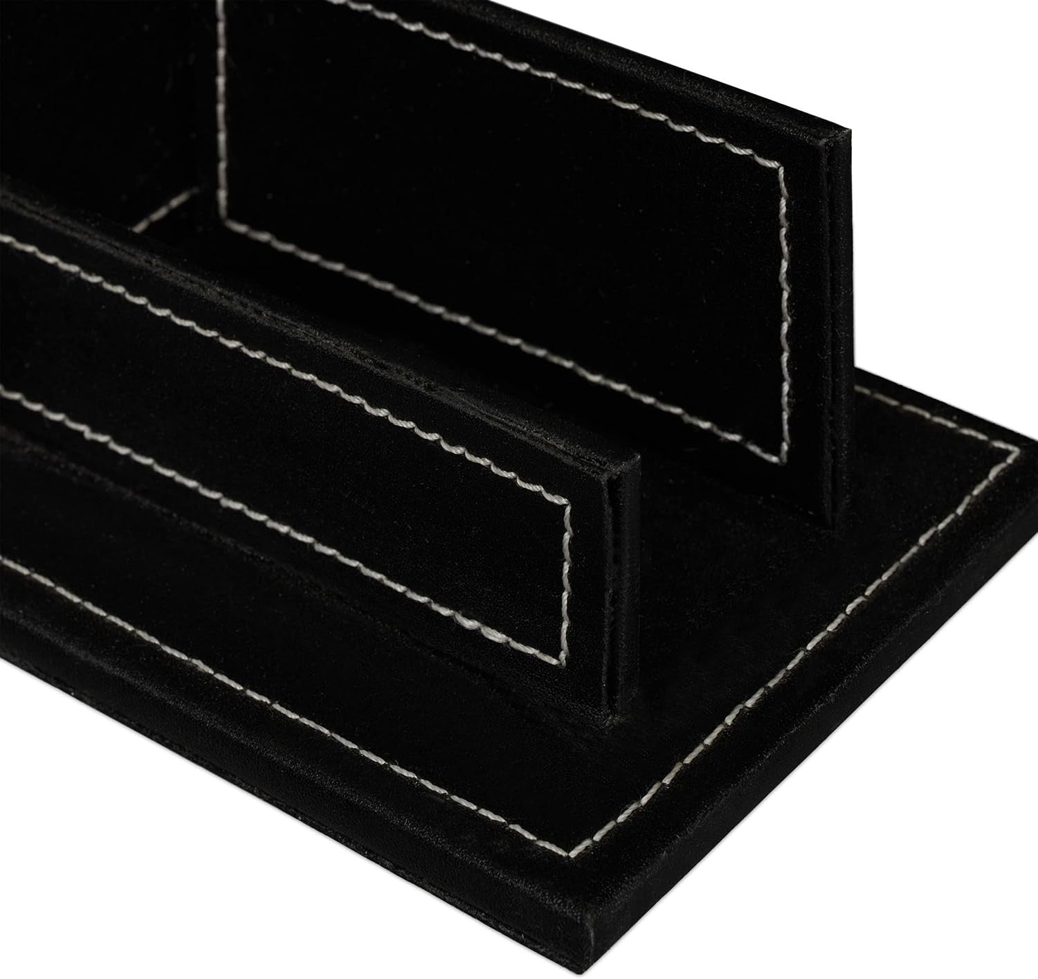 Compact Faux Leather Desk Organiser with Pen & Business Card Holder