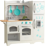 Wooden Kids Play Kitchen Ice Maker Fridge Magnets Grey Toy Set