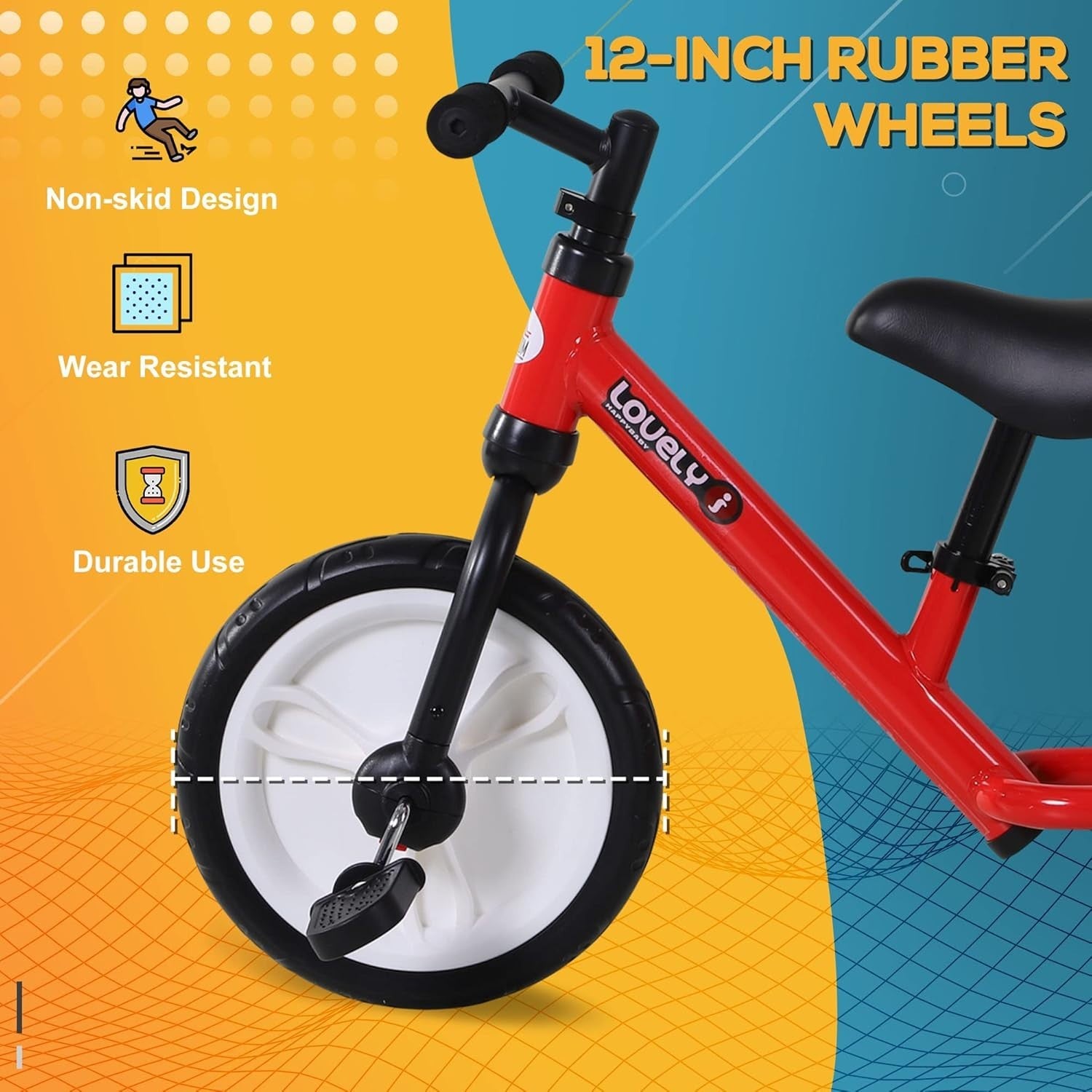 Kids Balance Bike 2 In 1 Training Bicycle Stabilisers Red Age 2-5