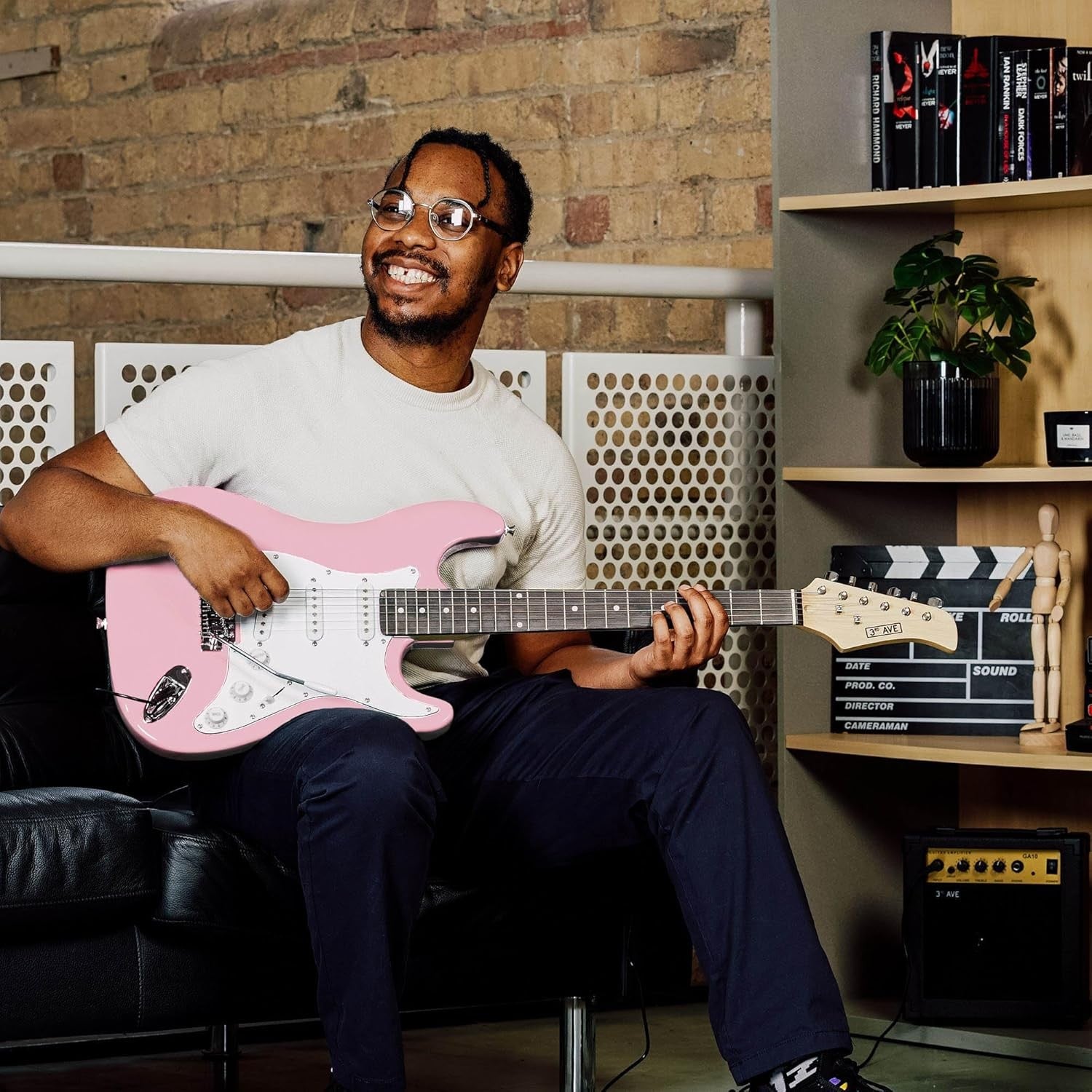 Full Size 4/4 Electric Guitar Starter Kit Pink with Amp