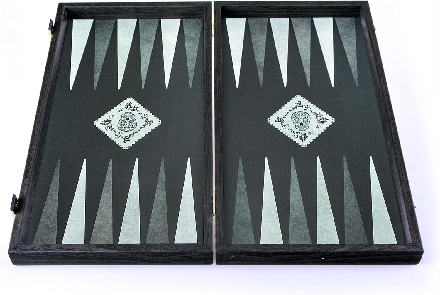 Luxury Backgammon Set Skull Art Design Folding Board 19in Collectors Game