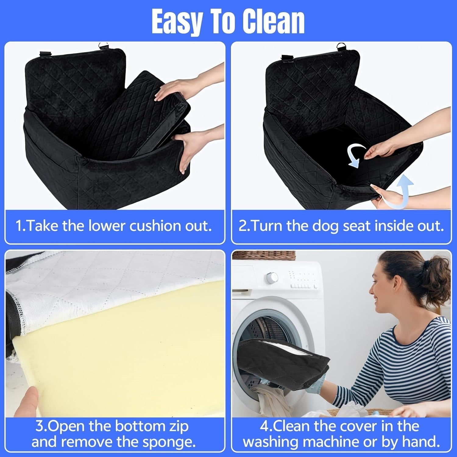 Small Dog Booster Car Seat Memory Foam Travel Bed Washable 20lb