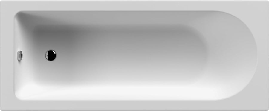 1600x700mm Single Ended Round Shower Bath Gloss White Acrylic Soaking Tub