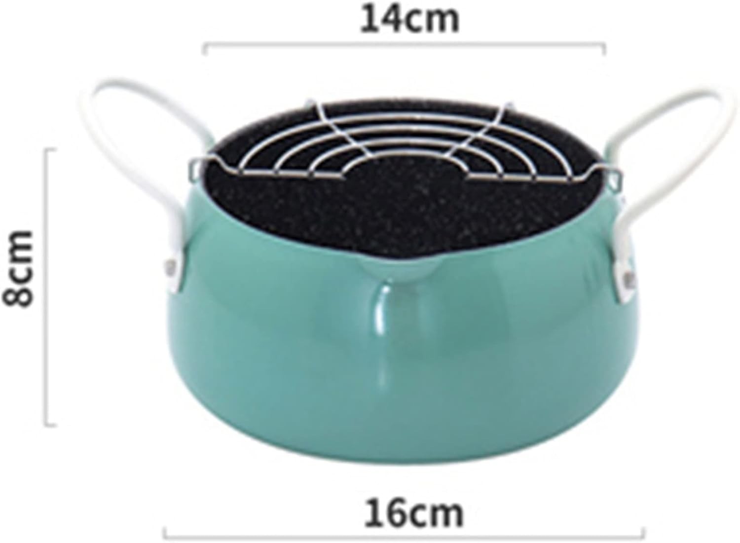 Small Deep Frying Pot Tempura Fryer Pan Home Kitchen Green
