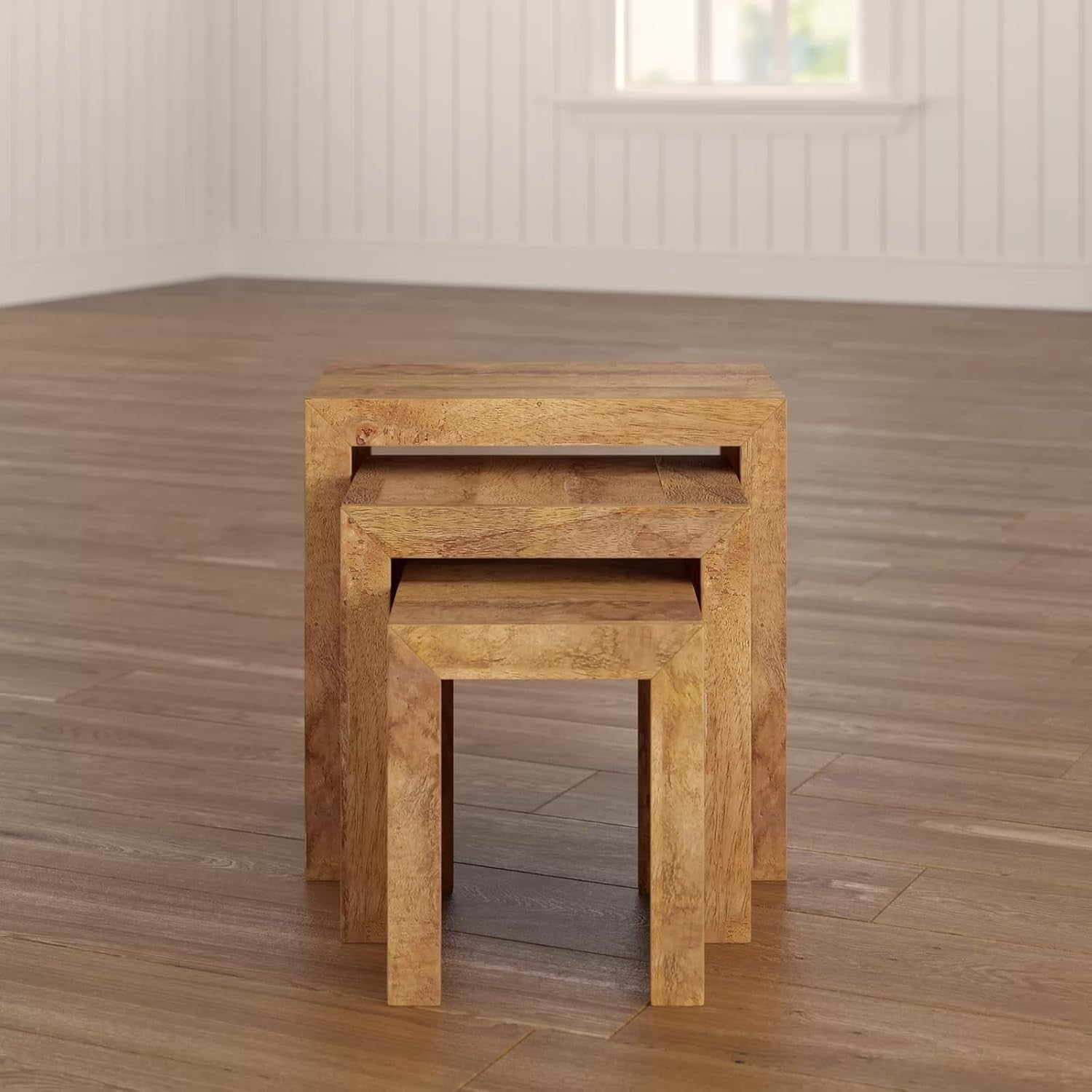 Nest of 3 Coffee Side Tables Wood Brown | Living Room Furniture End Accent Set