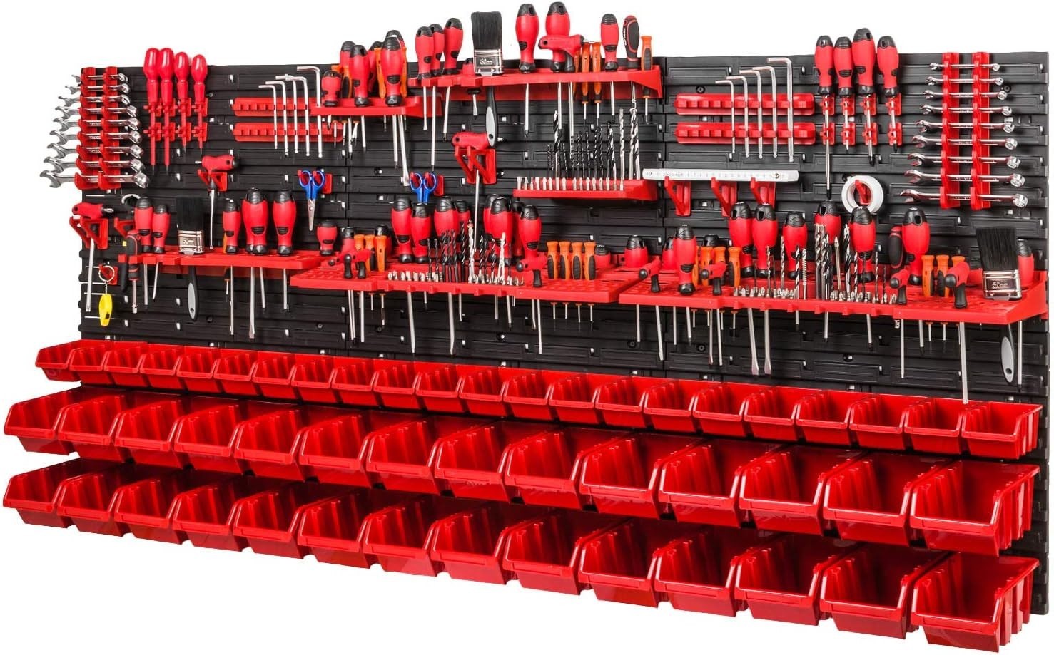 Heavy Duty Garage Tool Wall Storage Board Kit With Bins Hooks 1728mm