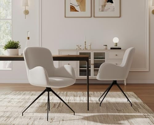 Set of 2 Swivel Dining Chairs Chenille 360° Modern Armchair