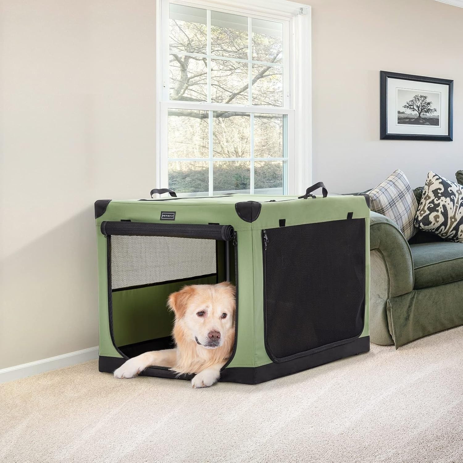 Collapsible Soft Dog Crate Portable Kennel Travel Cage for Medium Large Dogs