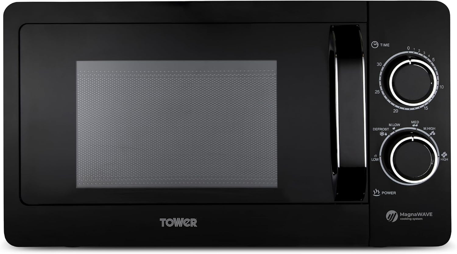 20L 800W Manual Microwave Black Mirror Door Chrome