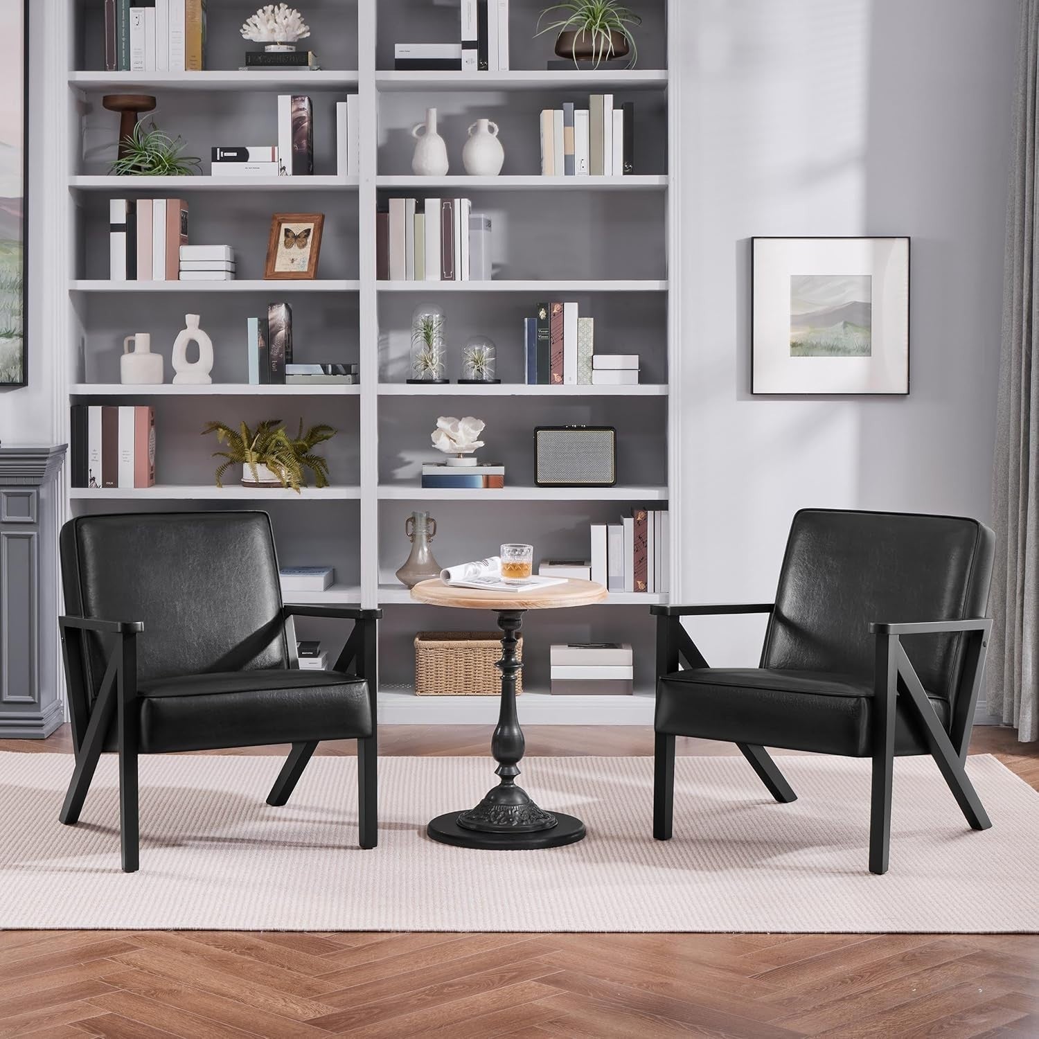 Stylish Black Faux Leather Lounge Armchair for Home