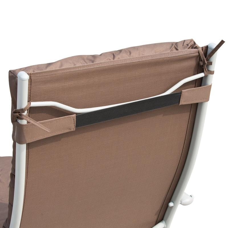 Reclining Padded Garden Lounger Folding Steel Frame Adjustable Brown