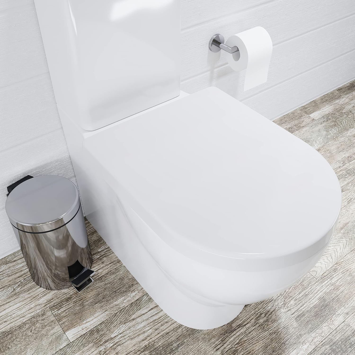 White D-Shape Toilet Seat Quick Release Antibacterial Durable