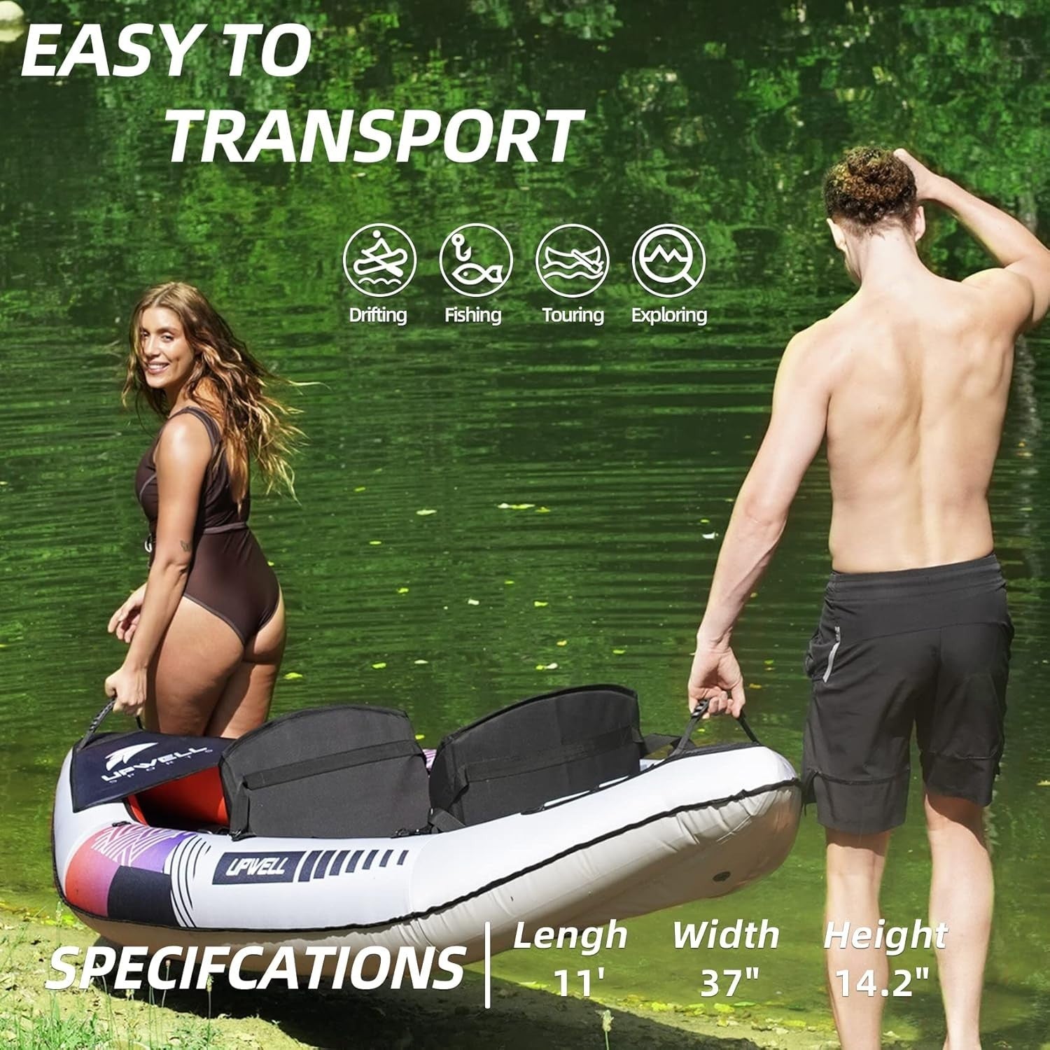 2 Person Inflatable Kayak Set w/ Paddles Pump High Pressure Floor