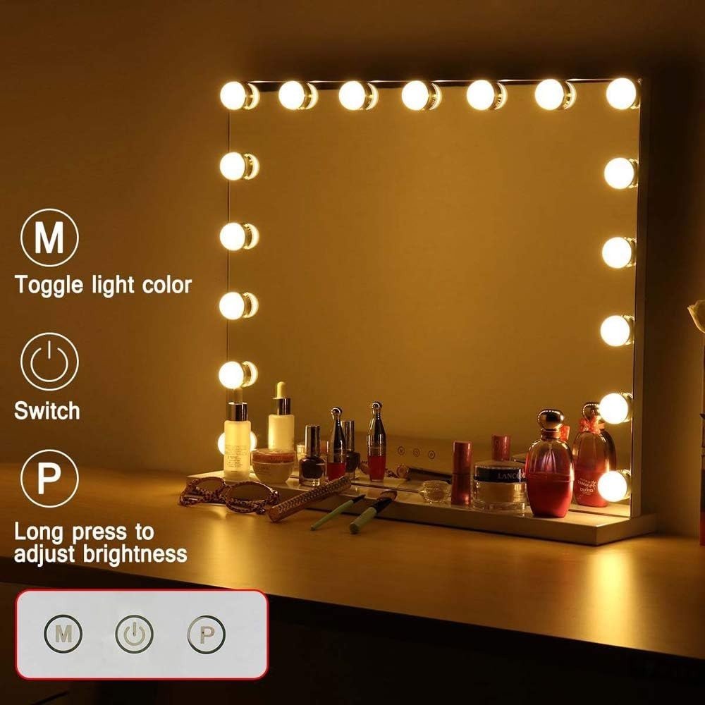 Large LED Vanity Mirror 60x50cm with Touch Control & USB Charging