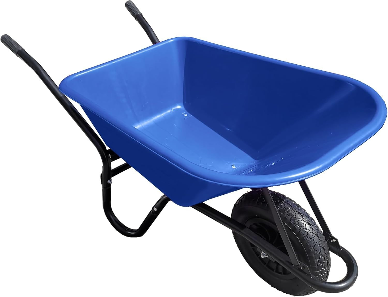 110L - Pneumatic Tyre Wheelbarrow - Blue - Plastic Tray, Steel Frame, 150kg Cap