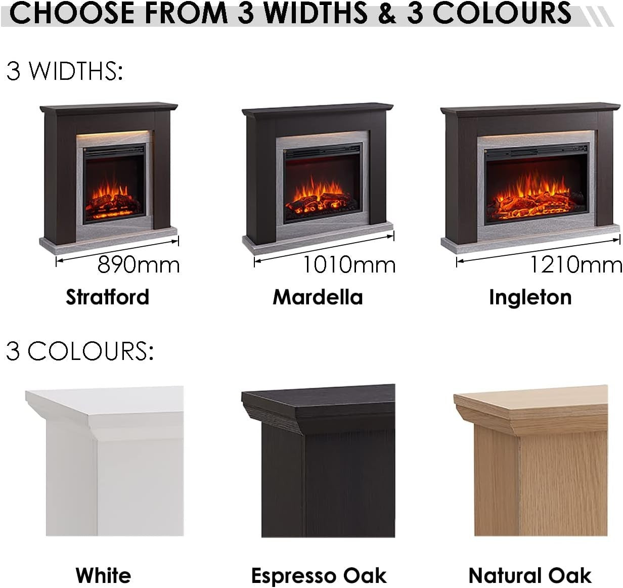 35" Electric Fireplace Heater with LED Flame, Remote Control & Oak Finish