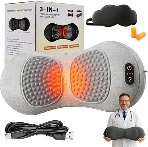 3 in 1 Back Massager Heat Vibration Traction Sciatica Relief