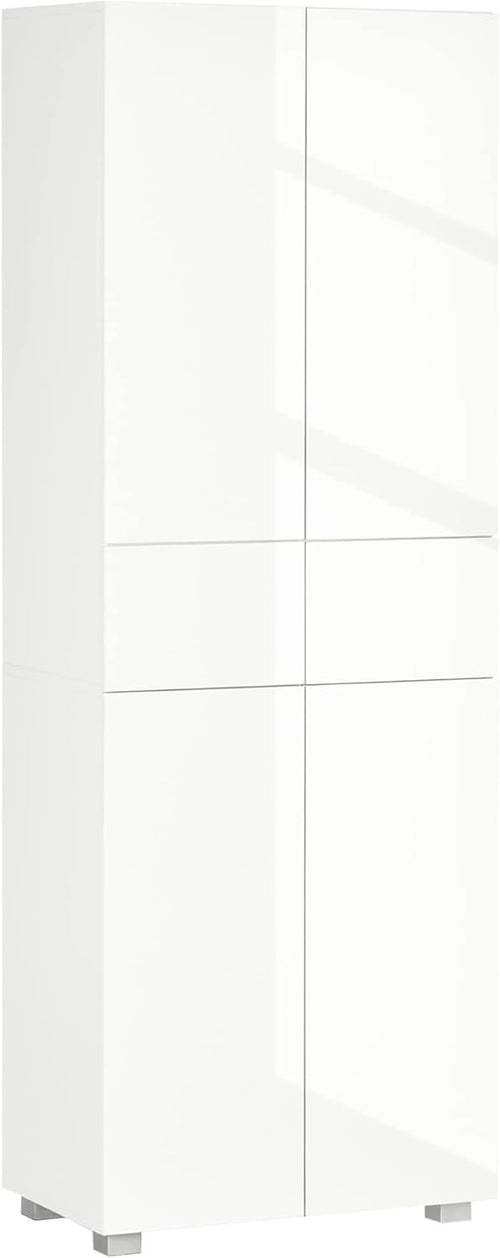 White Tall Kitchen Cupboard 170cm 4-Door Storage Cabinet Drawers Shelves