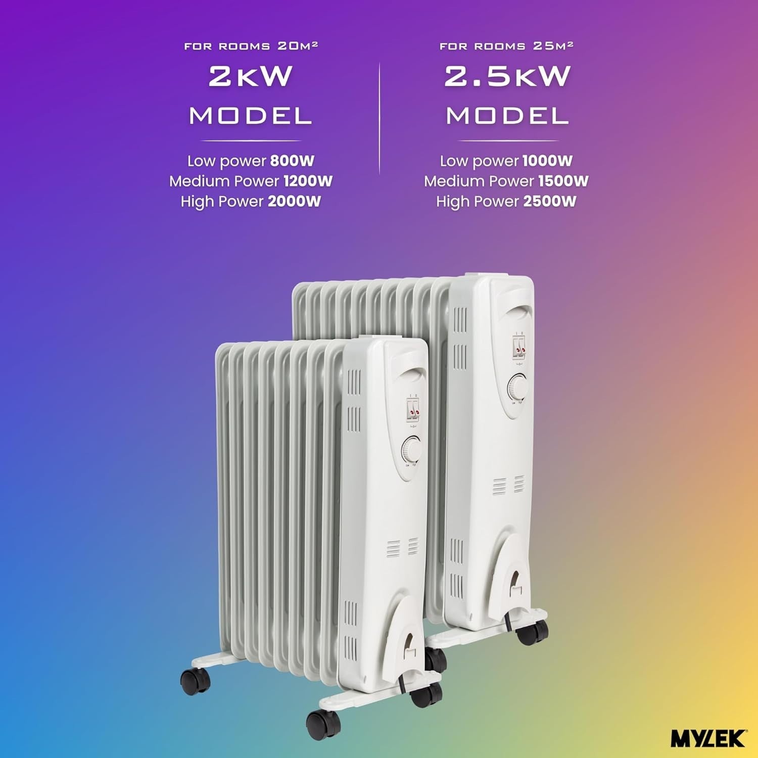 2000W Oil Filled Heater Radiator Portable Electric Adjustable Thermostat