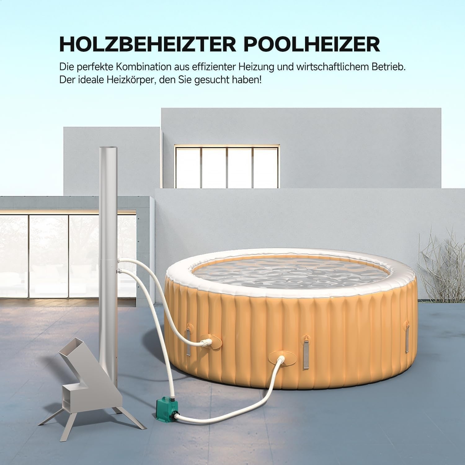 Wood Fired Pool Heater Outdoor Hot Tub Spa Heater Stainless Steel Coil