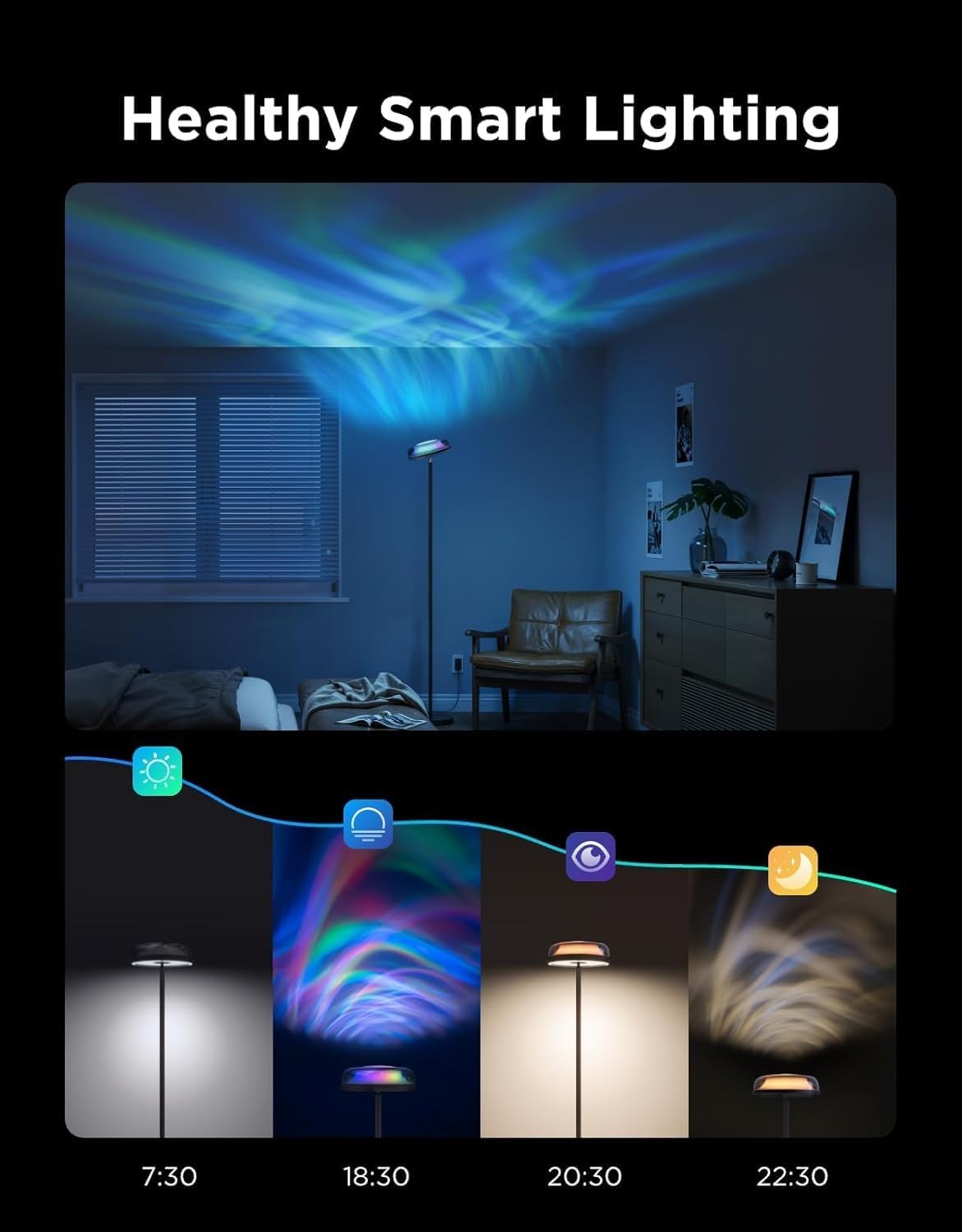 Smart RGBIC Uplighter Floor Lamp Alexa App Control 1000LM Mood Light