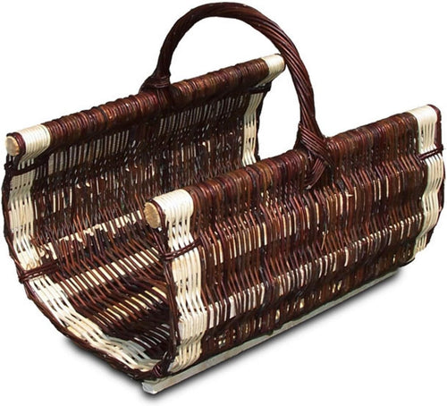Wicker Log Basket for Fireplace - Rustic Wood Storage, 50x36x29 cm